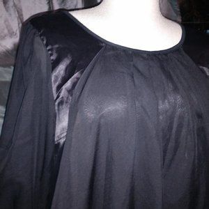 NWT black satin/sheer overlay dress-L